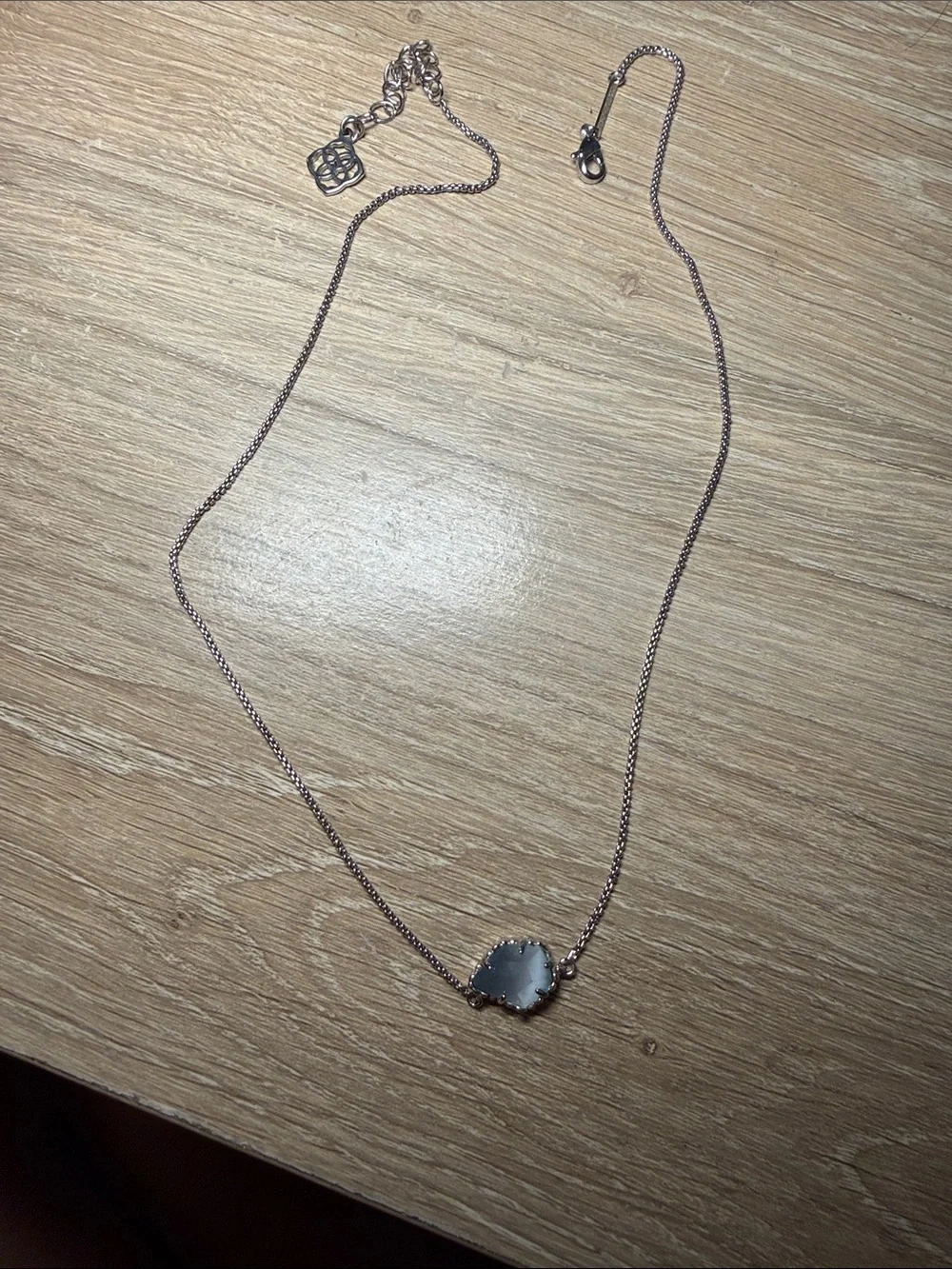Kendra Scott Silver Chain Necklace with Pale Gray Stone